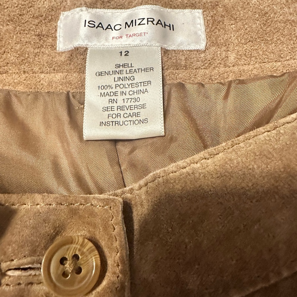 Isaac Mizrahi for Target Tan Suede Genuine Leather Bootcut Pants Size 12 - Picture 4 of 15